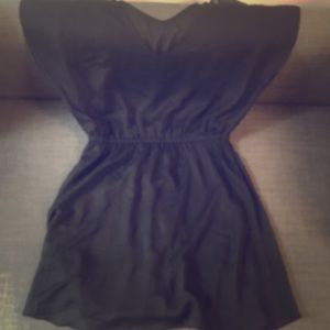 black crepe dress - flowy, lined